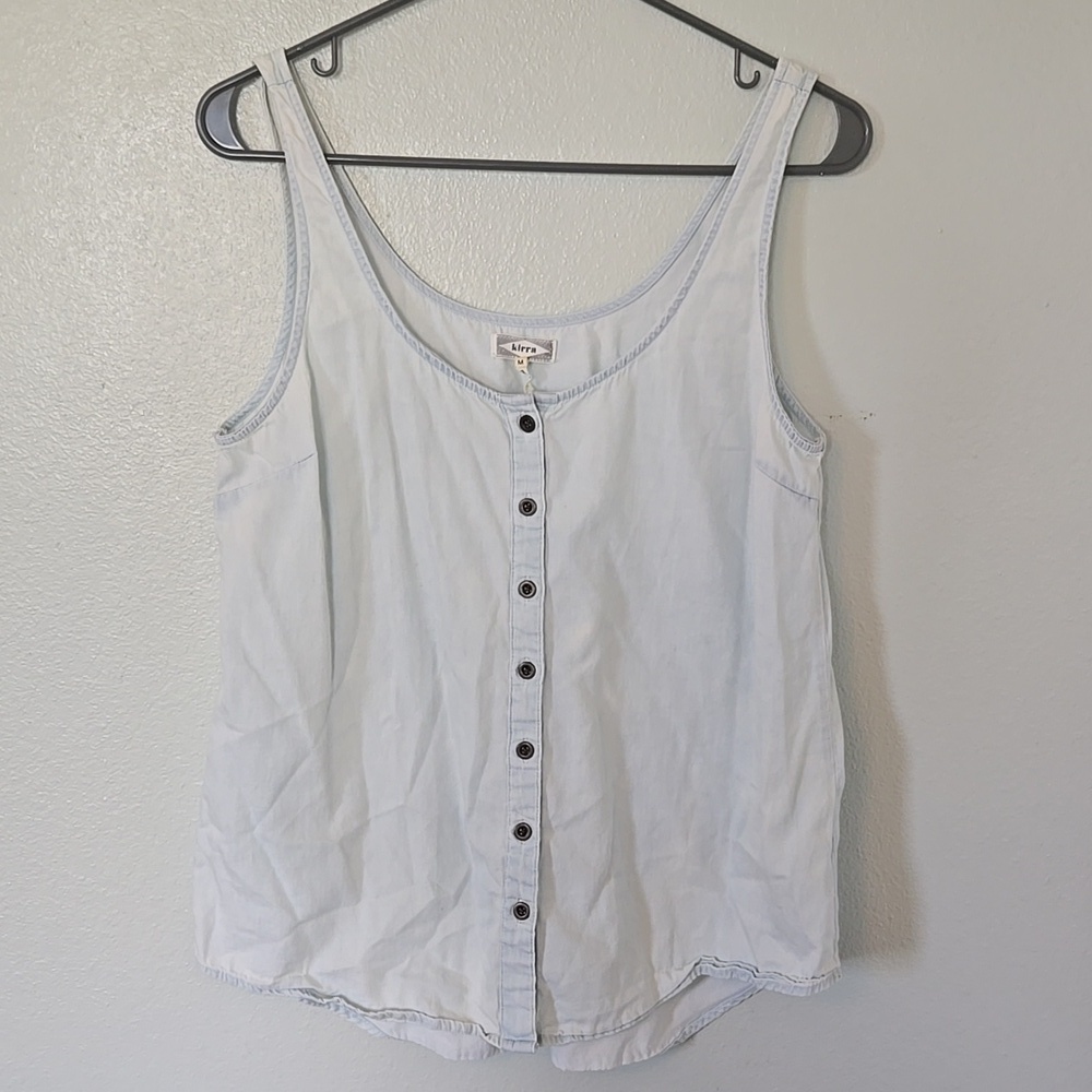 Kirra | Light Wash Button Front Chambray Tank Size Medium